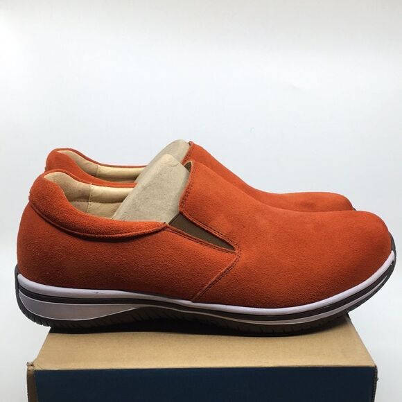 NIB Alegria Aaron Orange Suede Slip On Shoes - Size 43 EU 9.5 US (W US 13) - Picture 1 of 16